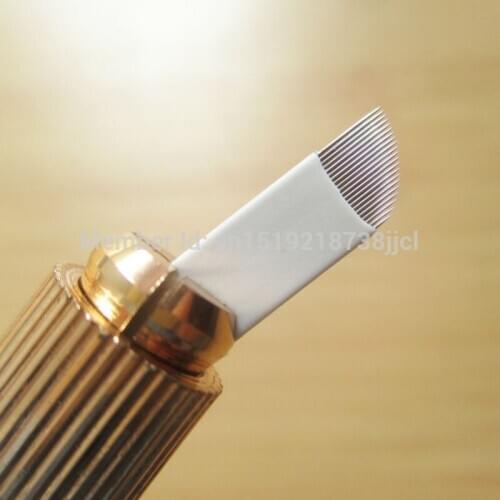 Free Shipping 100pcs/lot 21 pins Bevel Blades Permanent Make Microblading Needles For Eyebrow 3D Embroidery Manual Tattoo Pen