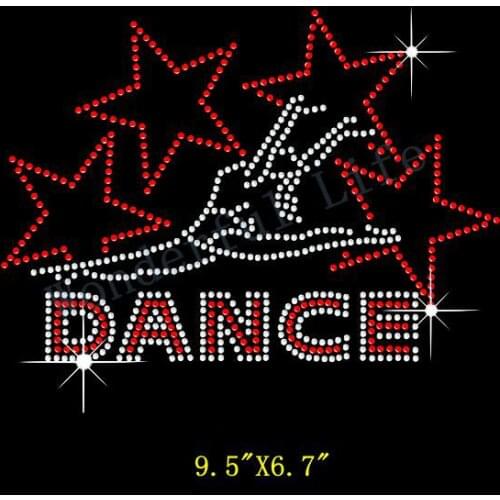 Free Shipping Dance with Stars Rhinestone Transfer Hotfix Iron on Applique with Free Gift for Clothing