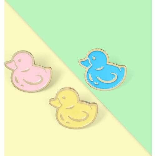 Quack Quack Enamel Pins Custom Ducks Pink Blue Yellow Brooch Lapel Pin Shirt Bag Badge Funny Animal Jewelry Gift for Kid Friend