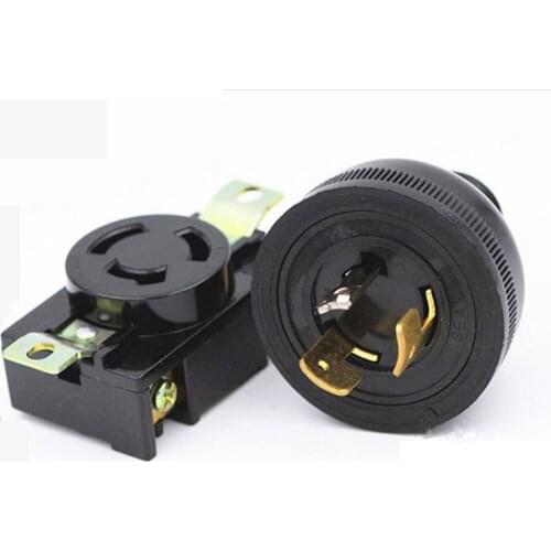 Black rubber American generator engine Anti-off electric AC plug socket 250V 30A NEMA US 3-pole industry power plug socket