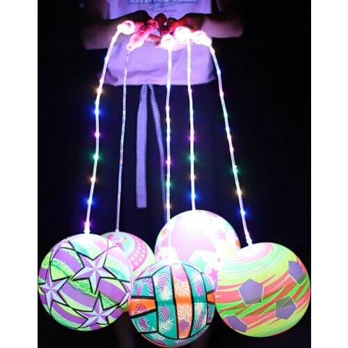 Kid Toy LED Luminous Flashing Fitness Portable Inflatable Colorful Indoor Outdoor Fun Sports Throwing Bouncy Ball Fidget Toys