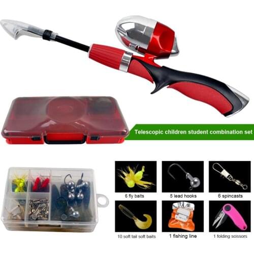 Children Portable Telescopic Fishing Rod Reel Combination Kit Throwing Fishing Gearbox Suitable for Kids Boys and Girls