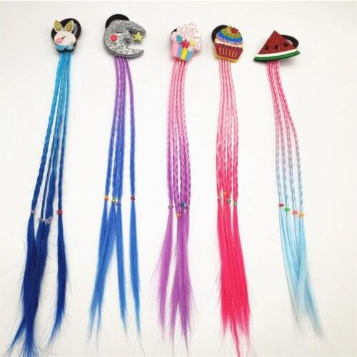 Hair Wig for Kids Girls Braid Elastics Hair Bands Rope Ties Ponytail Headwear Ice cream Bobbles Headband Accessories 0212