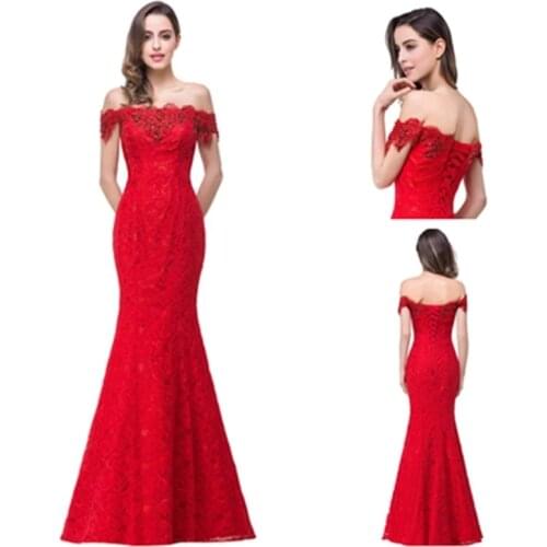 Elegant Long Lace Red Cocktail Dresses Off The Shoulder Luxury Crystal Diamond Cocktail Loung Gown 2021 Sexy vestidos de gala