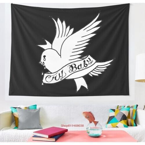 Lil peep Cry Baby bird tattoo official design tapestry Wall Tapestry Wall Hanging Wall Decor Blanket Bedding Curtain Throw
