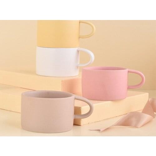 Coffee Mug Ceramic Milk Latte Cup Cute Tumbler Cups European-Style Pure Color Couple Ceramic Mug Creative Gift Drinkware