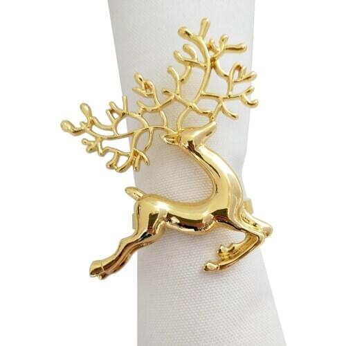 Beautiful Stylish Alloy Napkin Serviette Ring Holder Wedding Party Table Decor - Leaves/Elk/Pony/Christmas Tree/Fan/Pinetree