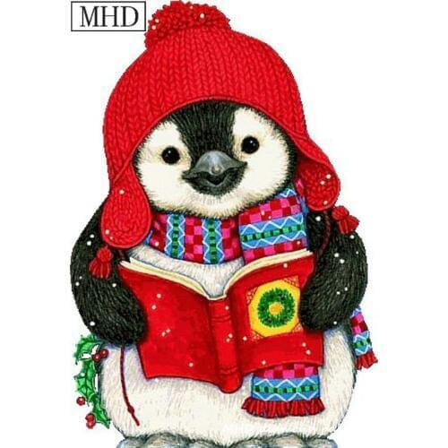 MHD 100% Resin Full Square 5d Diy Diamond Painting Cute Christmas Penguin Pattern Cross Stitch Digital Stick Drill Embroidery