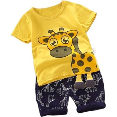 Fashion Summer Children Cotton Clothes Baby Boys Girls Cartoon T-Shirt Shorts 2Pcs/sets Toddler Casual Clothing Kids Tracksuits