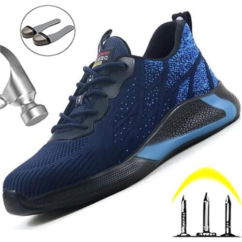 Male Steel Toe Shoes Work Sneakers Anti-smash Safety Shoes Men Boots Lightweight Safety Boots Anti-puncture Protective Shoes