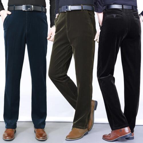 Autumn new mens corduroy pants High waist stretch corduroy casual pants Mens black straight trousers More Sizes 30- 40 42