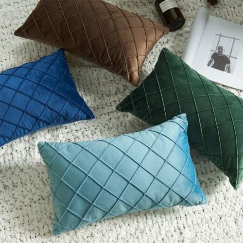 1pc Soft Velvet Cushion Cover Decorative Pillow Cases 30x50cm Solid Color Living Room Sofa Decor Throw Pillowcase