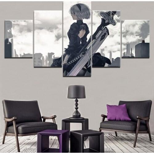 5 Pieces Nier Automata Prints Canvas Painting Game Wall Art Modular Pictures For Living Room Home Decoration Posters