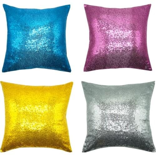 Sequins Throw Pillow Cover Solid Glitter Sequins Decorative Square Pillow Case Comfy Velvet Cushion Cover for Couch Sofa 18 X 18