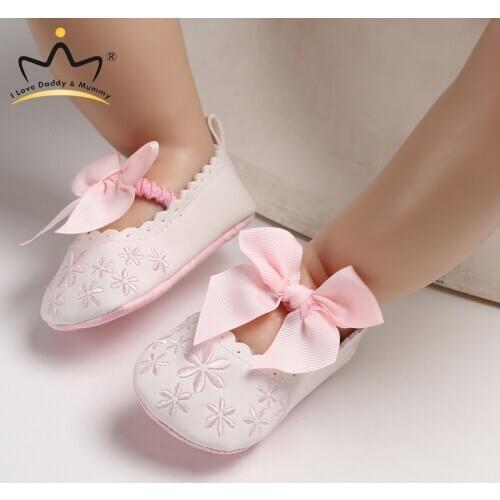 New Cute Lace Flower Floral Bows Baby Shoes Soft Cotton PU Leather Toddler Girl Shoes First Walkers Bowknot Girls Shoes