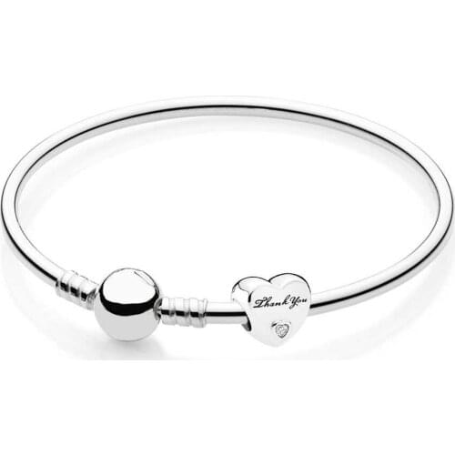 NEW 925 Sterling silver Thank You Bracelet Gift Set Clear CZ fit DIY Original charm Bracelets jewelry gift A set of prices