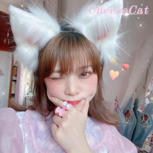 Super Cute Plush Animal Wolf & Fox Ears Hair Band Simulation Anime Lolita Accessories Headband KC Halloween Take Photos Props