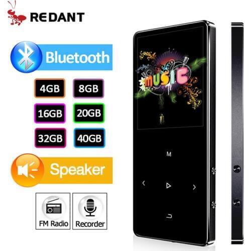 REDANT MP3 Player with Bluetooth 4.2 and 1.8 Screen touch keys hifi fm radio mini sport MP 3 music player portable metal walkman