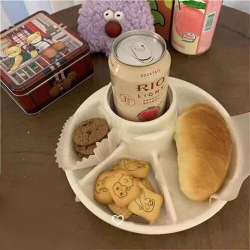 Student School Dinner Division Plate Breakfast Lunch Furit Bread Salad 4 Grid Plates Round Rectangle 21cm/22*18cm