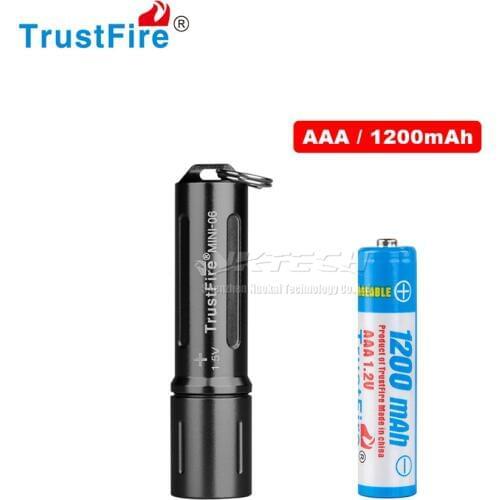 TrustFire MINI-06 L1T2-577 LED Flashlight 7.5g Keychain Pocket Torch Lamp 90LM IPX4 with Ni-MH AAA 1200mAh Rechargeable Battery