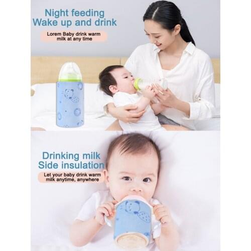 USB Baby Bottle Warmer Portable Travel Milk Warmer Infant Feeding Bottle Heated Cover Insulation Thermostat Food Heater