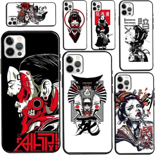 Japanese Geisha Girl Vaporwave Case For iPhone 11 Pro Max XS X XR 8 7 Plus SE 2020 Funda For iPhone 12 Pro Max mini Case