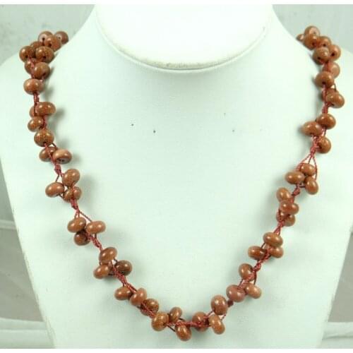 Fashion Natural gold sand stone Stone Pendant Chains Handmade Gem Jewellery Necklace For Women Fine Jewelry F19