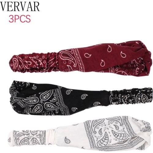 3 Pcs Hair Accessories for Women Headbands Girls Cotton Cute Paisley Hair Band Bohemian Soft Elastic Headband 2020 VERVAE