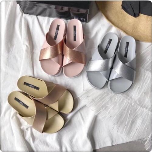 2019 New Melissa Ladies Jelly Shoes Brazilian Female Jelly Slippers Summer Ladies High-Heeled Jelly Shoes Ladies Melissa Shoes