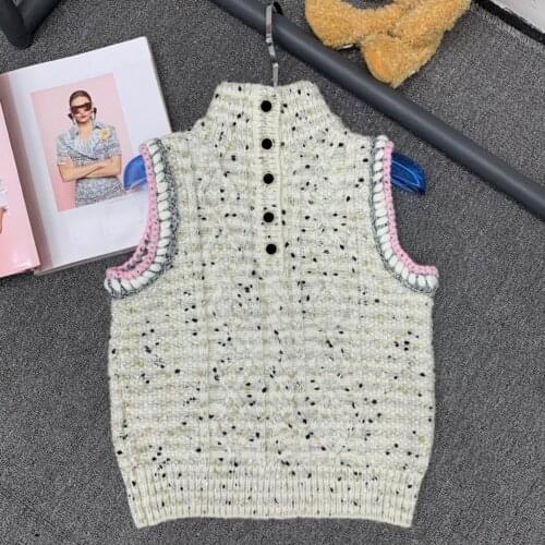 2021FW Autumn Fashion New Women Wool Knitted Vest Female High Quality Sweater Tops Gdnz 7.11