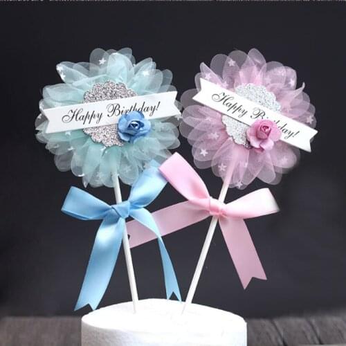 1PC Flower Happy Birthday Cake Topper For Party Cake Gift Decoration Daisy Flower Cake Toppers New Year