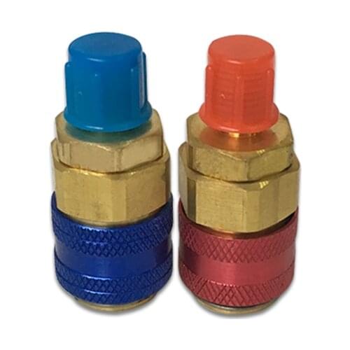 2pcs Freons R134A H/L Auto Car Quick Coupler Connector Brass Adapters Air Conditioning Refrigerant Adjustable AC Manifold Gauge