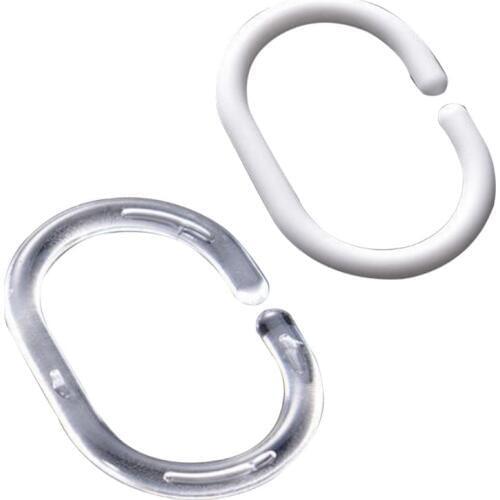 24PCS C-shaped Plastic Shower Curtain Rings Bath Drape Loop Clip Hanging Hook Hanger for Bathroom Shower Room