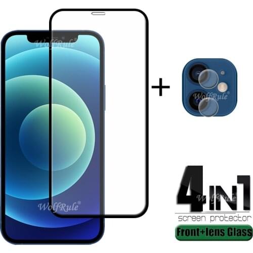 4-in-1 For iPhone 12 Mini Glass For iPhone 12 Pro Full Cover Film Screen Protector For iphone 8 Plus SE 2 12 Pro Max Mini Glass