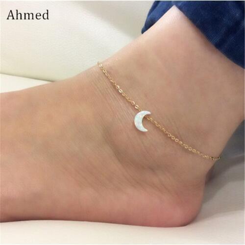Ahmed Simple Gold/Silver Moon Accessory Chain Anklet Fashion Jewelry Charm Lady Ankle Ornaments For Women Gift