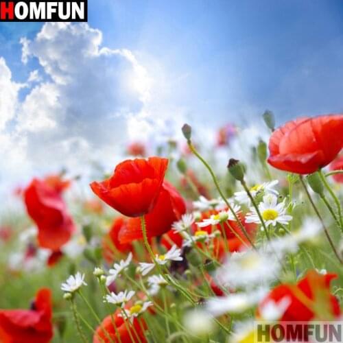 HOMFUN Full Square/Round Drill 5D DIY Diamond Painting "Red flower" 3D Embroidery Cross Stitch 5D Decor Gift A13300