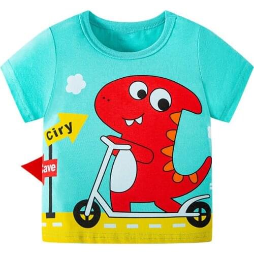 Bambino 2021 New Summer Tee for Boys 2-7 Years Dinosaur T Shirt of Children Top Clothes of School Kids 100% Cotton Clothing