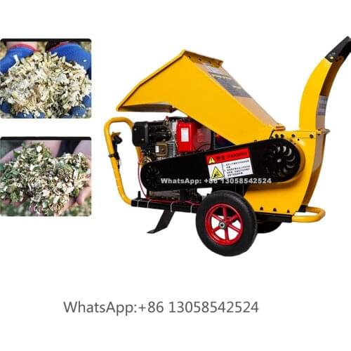 Gasoline engine wood chipper shredder with 15hp gasoline engine tree branch and leaf grass shredder chipper machine for hot sale