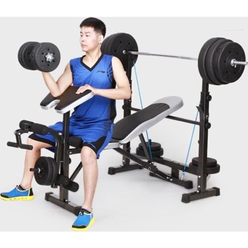 Household Mens Sit-ups Multifunctional Squat Rack Bench Press Fitness Equipment Weightlifting Bed