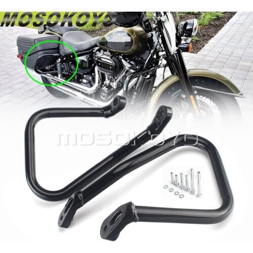 Black Motorcycle Rear Saddlebag Guard Crash Bar Protection For Harley Softail Heritage Classic 114 FLHCS FLHC 2018 2019 2020