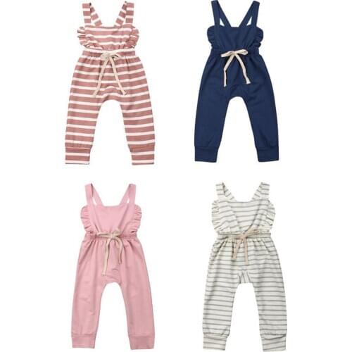 Toddler Girl Romper Newborn Kid Baby Girl Clothes Stripe Overalls Sleeveless Romper Sunsuit Coming Home Outfit