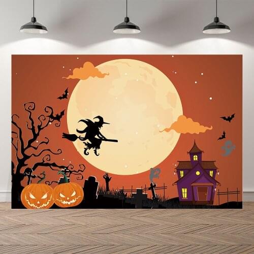 Seekpro Halloween Party Forest Witch Pumpkin Monster Photography Wood Background Photographic Backdrop For Photo Studio Shoot