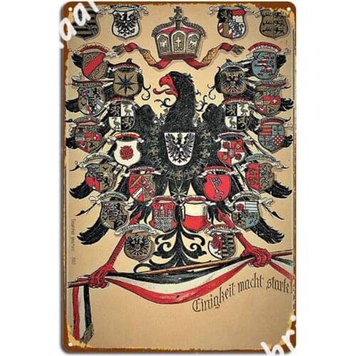Kaiser Reich 1871 Coat Of Arms Metal Signs Cinema Garage Home Personalized Wall Decor Metal Posters