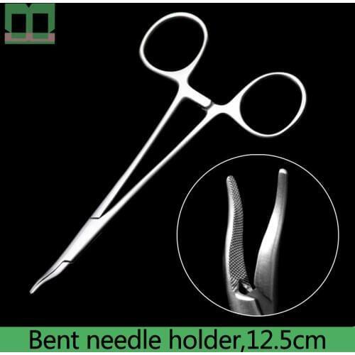 Bent needle holder stainless steel 12.5cm Nose needle-holding forceps Surgical instruments and tools
