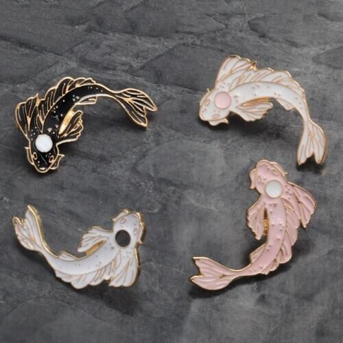 Yin Yang Fish Symbol Pins Chinese Taoist Theory Brooches Badges Backpack Lapel Enamel pins For Friends Gifts Jewelry wholesale