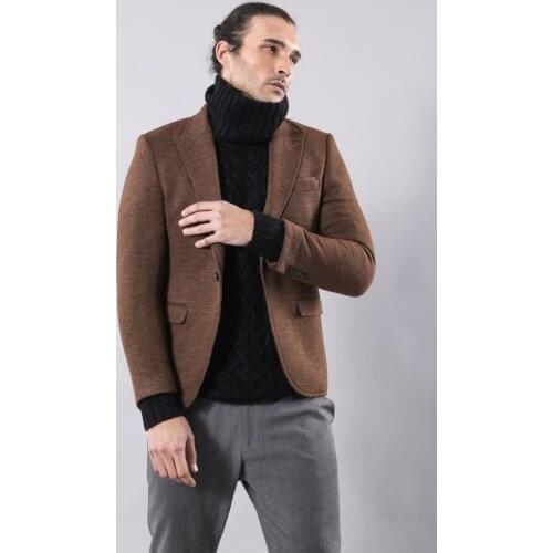 Brown Slim Fit Jacket for Men Wessi