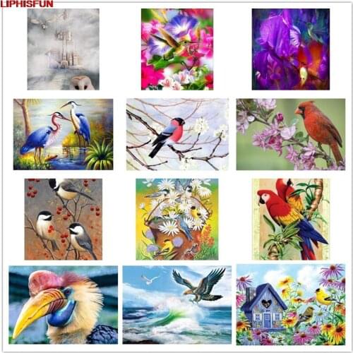 LIPHISFUN Handmade Cross Stitch Embroidery Diamond Painting Full Drill Home Decor Square/round scenery bird eagle