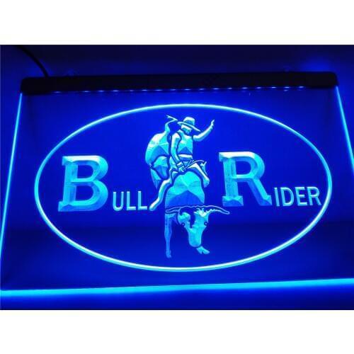 LK639- Cowboys Bull Rider Bar Beer Pub LED Neon Light Sign home decor crafts