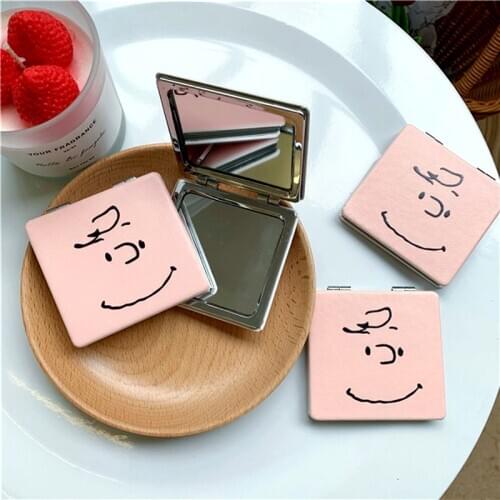 Mini Makeup Mirror Student Pink Double-Sided Mirror Girl Heart Cute Folding Small Mirror Portable Makeup Mirror