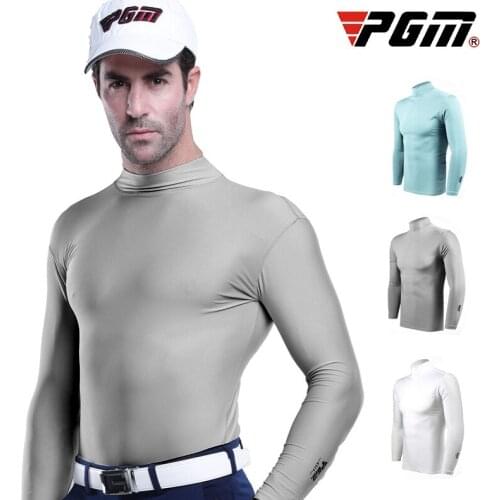 PGM Mens Sun Protection Shirt Ice Tights Long Sleeve T Shirt Anti-UV Training Underwear Shirts Golf T Shirt Men